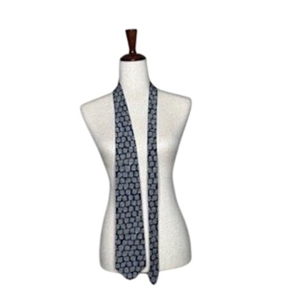 Pagliano Milano Silk Tie Blue Cream Geometric Italian Necktie